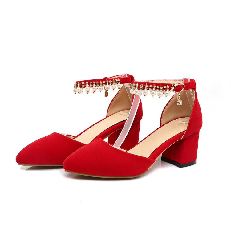 Туфли лодочки женские на высоком каблуке заостренный носок застежка с бусинами