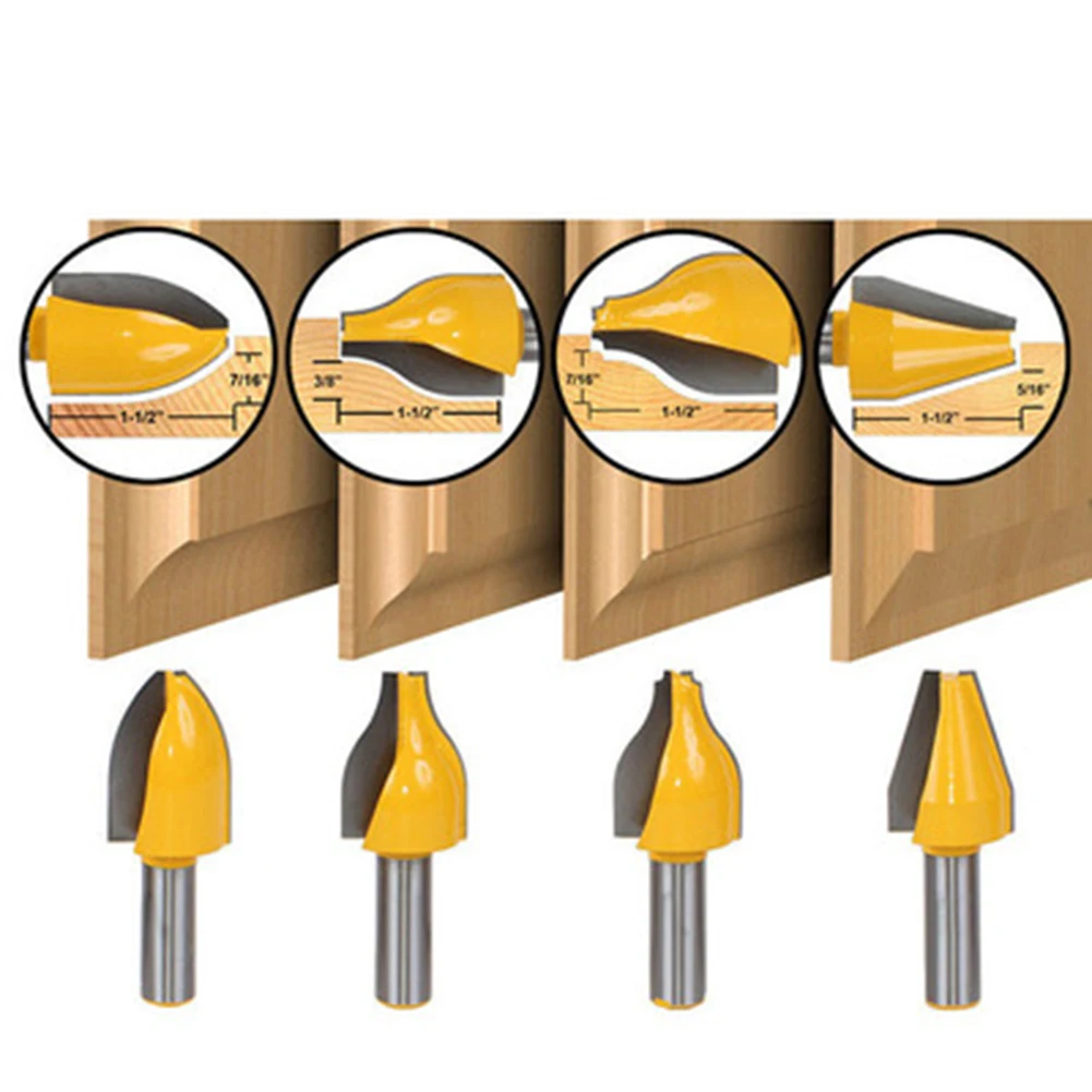 

4pcs Milling cutter Bit Vertical Raised Panel Router Bit Set 1/2" Shank
