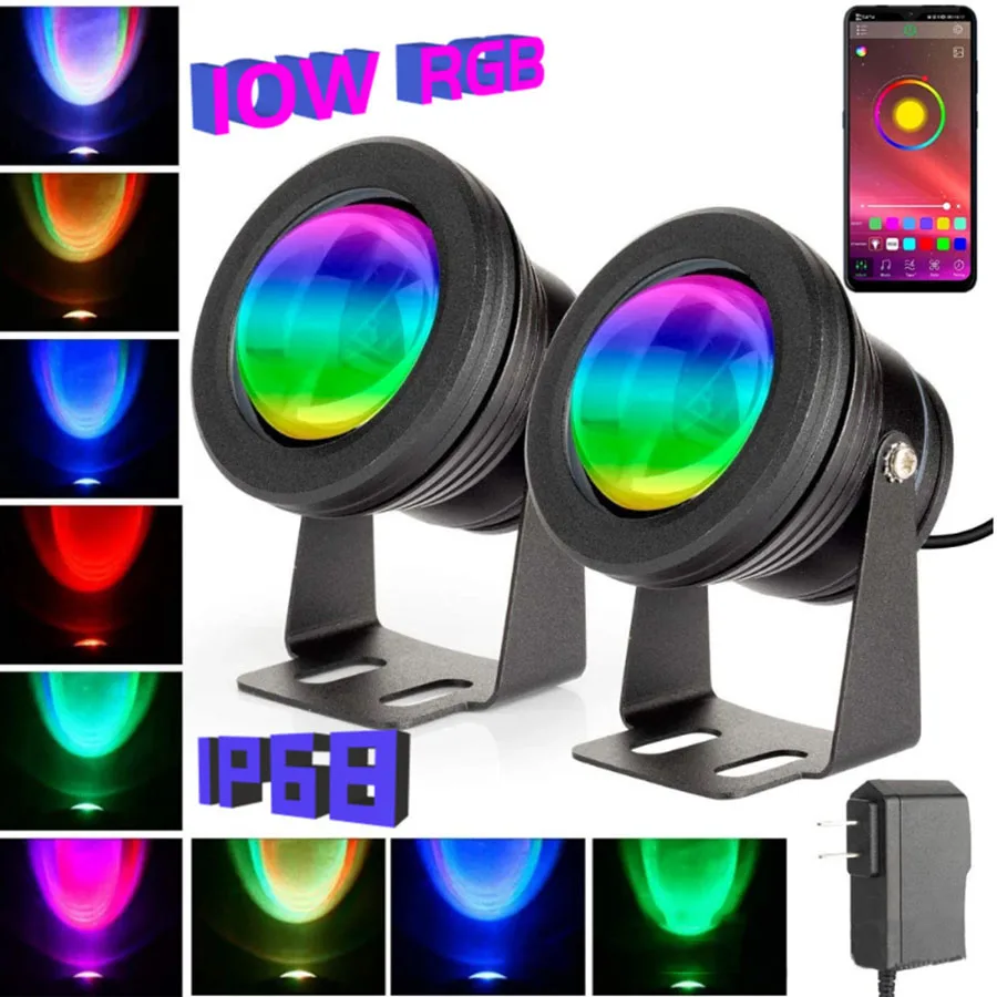 

IP68 10W RGB Bluetooth Smart Floodlights Outdoor Garden Spotlight Fountain Pool Pond Waterproof Underwater Lamp For Tree Lamp