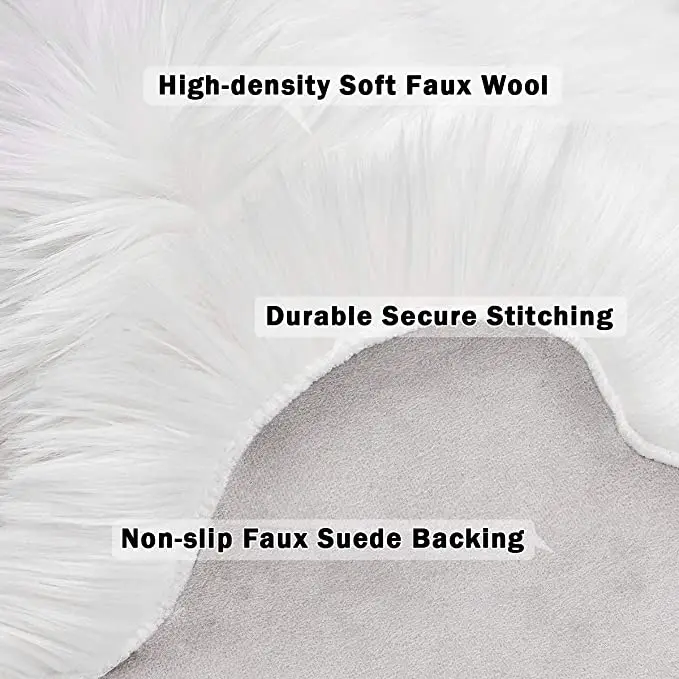 

Soft Faux Fur Fluffy Area Rug Luxury Fuzzy Sheepskin Carpet Rugs for Bedroom Living Room Shaggy Silky Plush Carpet Bedside Rug