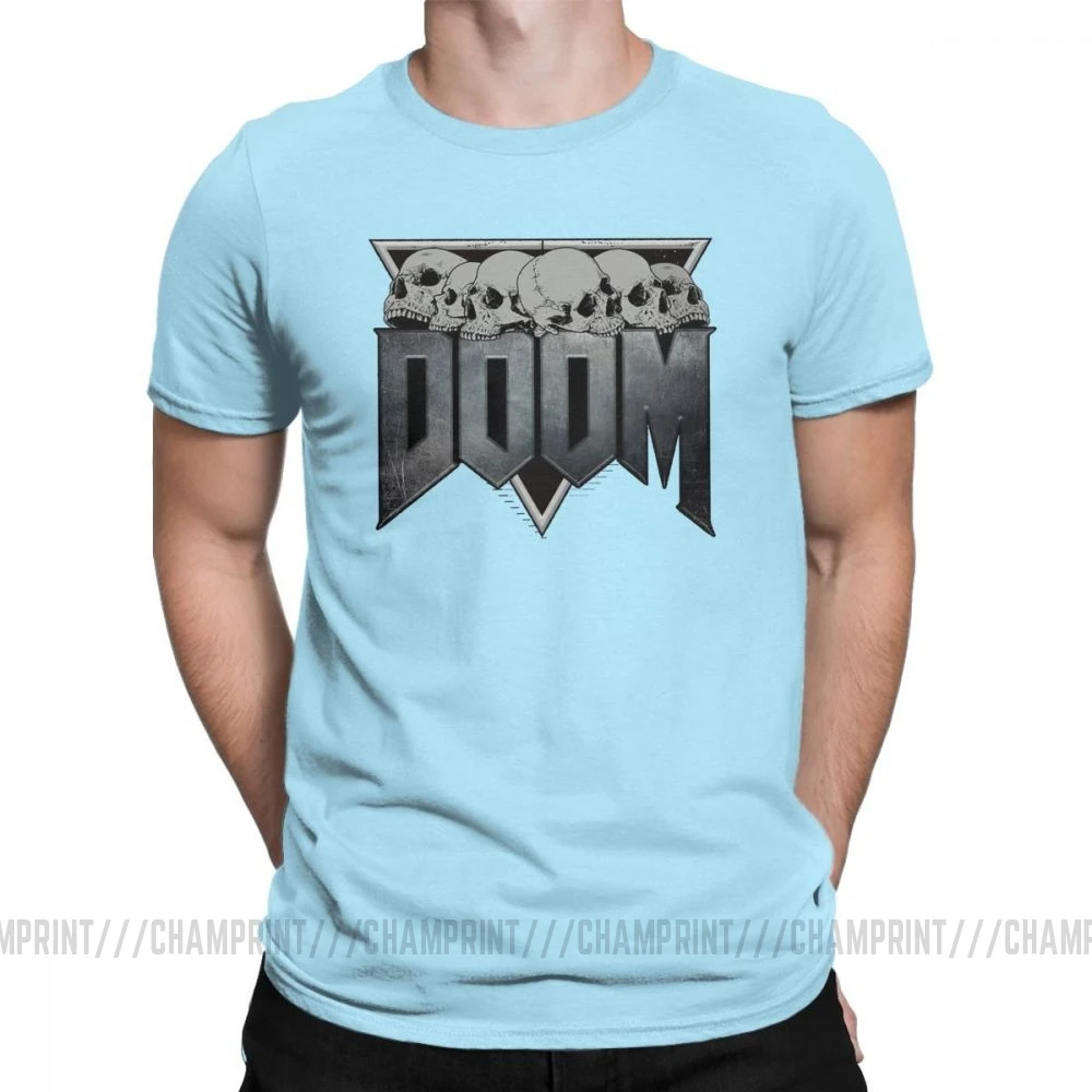 Мужская футболка Doom Eternal, хлопок, футболка, короткий рукав, игра, Конан, варвар, Тулса, змеиный культ, футболка, одежда с принтом - Цвет: Небесно-голубой
