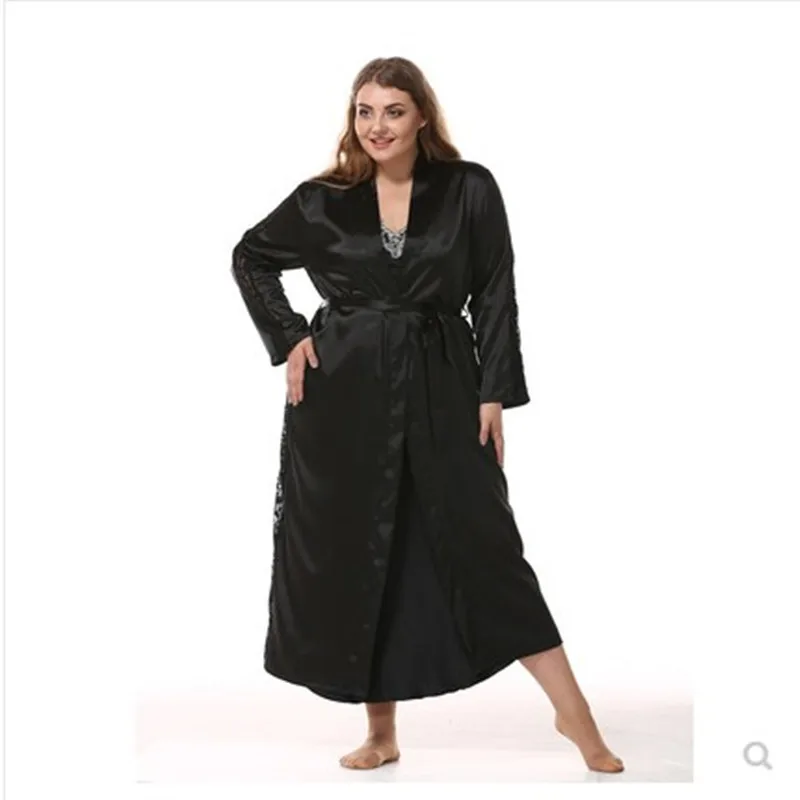 

Female robe Black robe Silk Nightgown Women