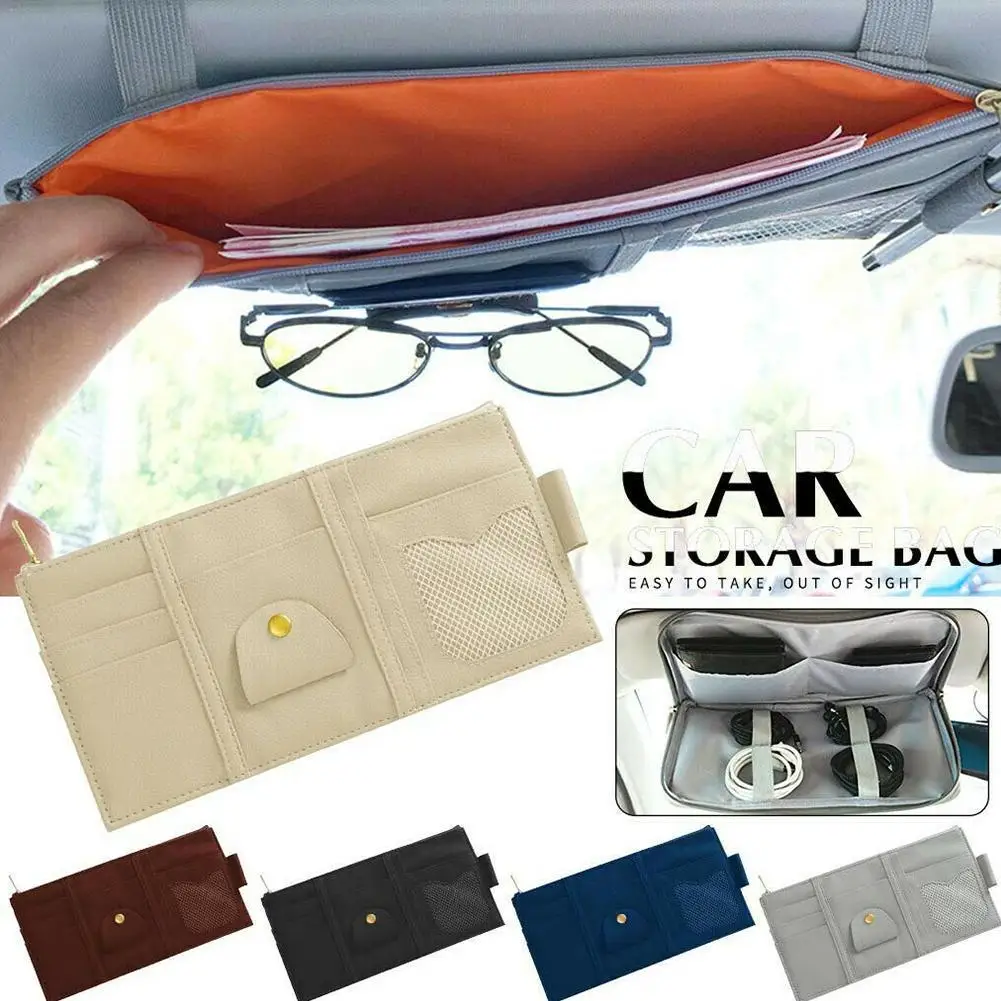 

New Car Sun Visor Organizer Storage Holder Car Styling Holder Ticket Storage Sunglasses Bag Card Visor Car Organizer Pouch C3L2