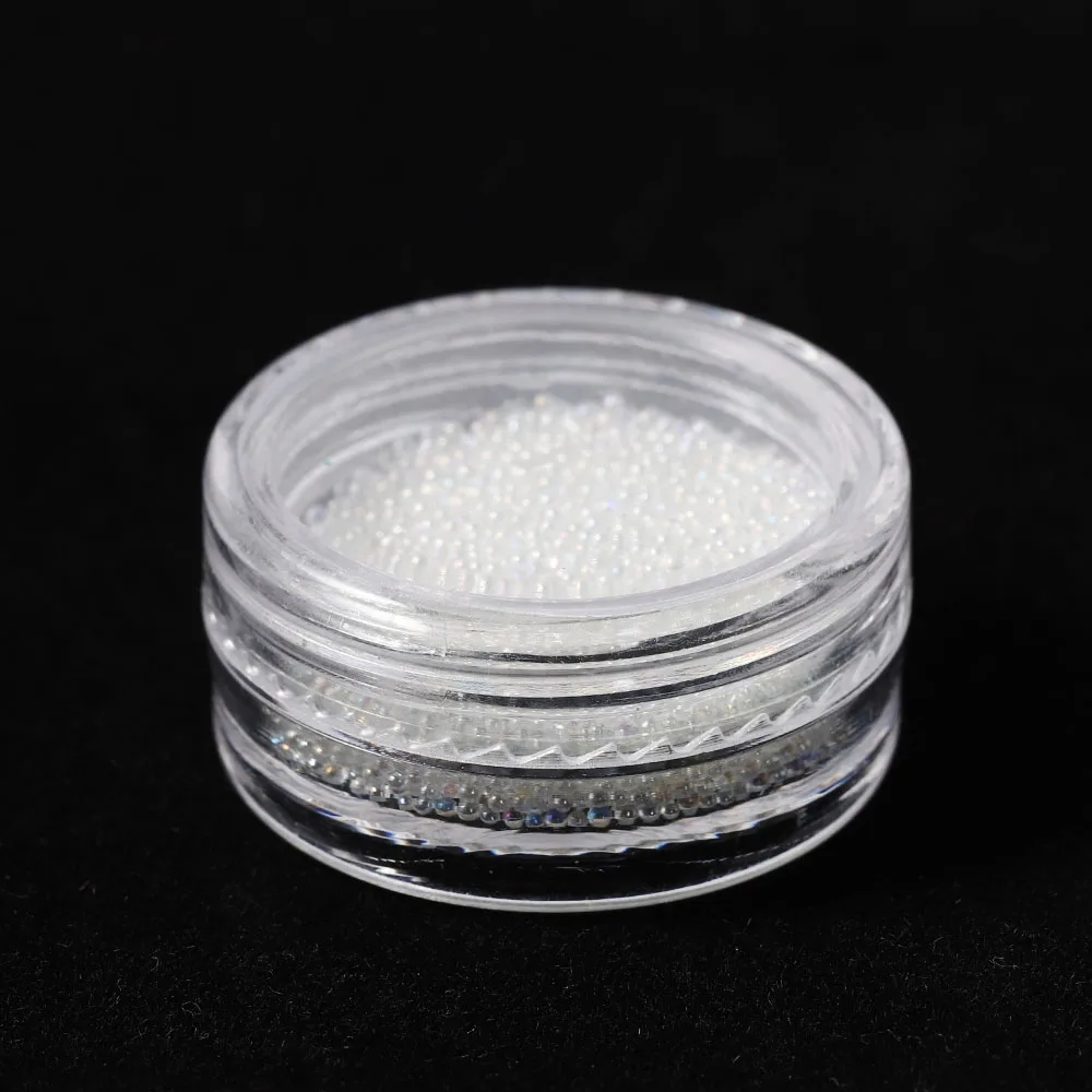 

1Box Shining Crystal White AB Caviar Mini Beads 3D Nail Glitter Decorations Tiny Glass Diamond Stone 0.6mm Nail Design Supplies