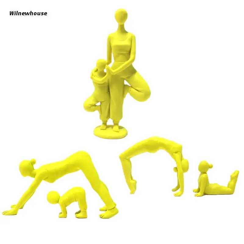 

Набор для йоги F63A для родителей и детей, украшения из смолы, миниатюрная модель, реквизит для фотографии, свадебное новоселье, детская вечер...