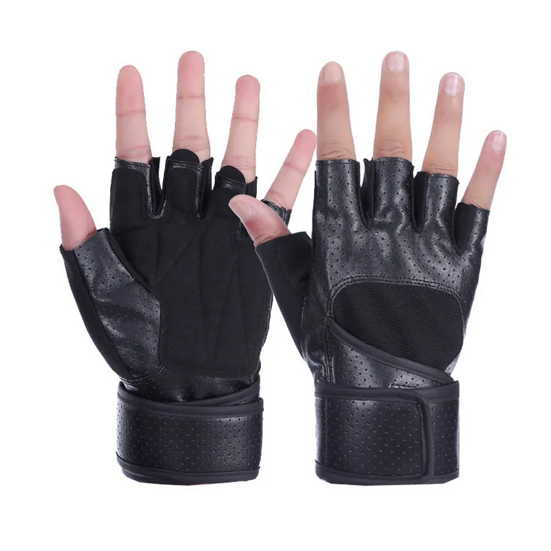 Weightlifting Gloves Half Finger Cycling Gloves Wrist Support Breathable Leather Gym Training Dumbbell Sport Fitness Equipment anti skid sports half finger care palms fitness gloves training dumbbell hand protector fitness equipment