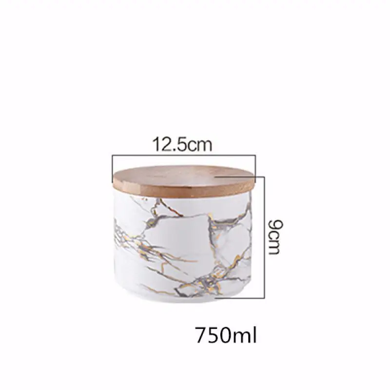 

Ceramics Storage Jar Marble Grain Kitchen Ceramics Seal Pot Cereals Coffee Tea Seasoning Storage Tank with Cover Storage Jar