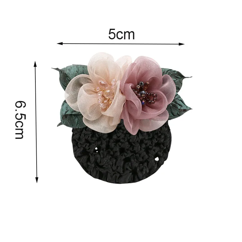 

1pc Fashion Floral Lace Satin Hair Net Barrette Professional Ladies Flight Attendant Hair Clip Net Snood Women Hair Accessories