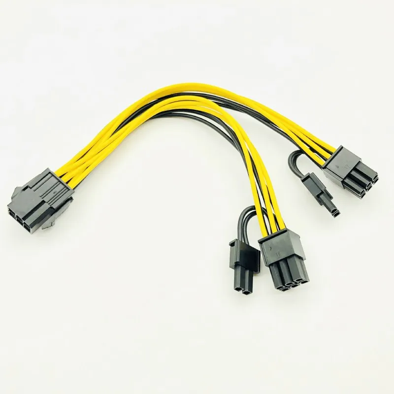 5pcs pci e 6 pin to dual 62 pin 6 pin8 pin power splitter cable graphics card pcie pci express 6pin to dual 8pin power cable free global shipping