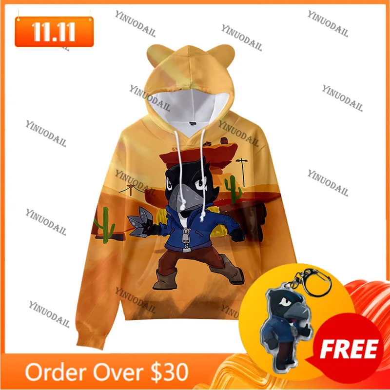 

Cartoon Star Demon Mecha Crow Shooter Shark Cute Cat Ear Kids Hoodie Boys Girls Jacket Tops Shoot Shooting 3D Sweatshirt