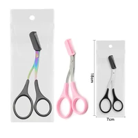 1pc eyebrow trimmer scissor with comb 3 colors facial hair removal grooming shaping shaver cosmetic makeup accessories