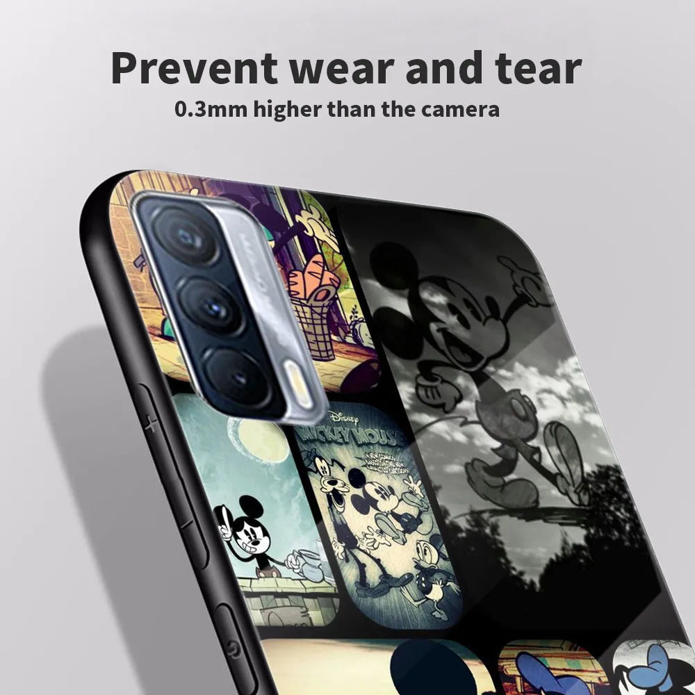 mickey mouse tempered glass cover for realme 7 7i xt c3 6 5 pro for oppo a9 2020 a52 find x2 lite phone case free global shipping