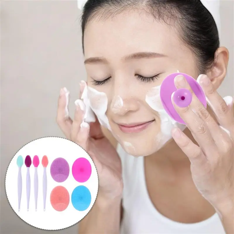 

8pcs/Set Facial Cleaning Brushes Double-Sided Nose Brush Beauty Blackhead Cleansing Silicone Face Brush Facial Exfoliating Tools
