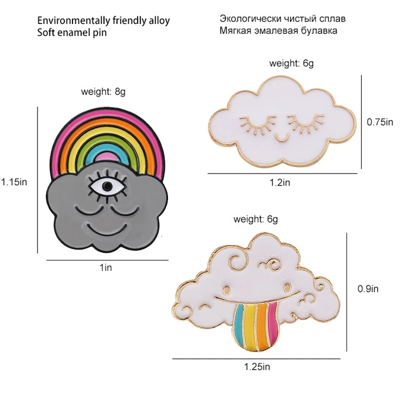 Романтическая Милая эмалированная заколка для леди мультяшная луна облако бейдж
