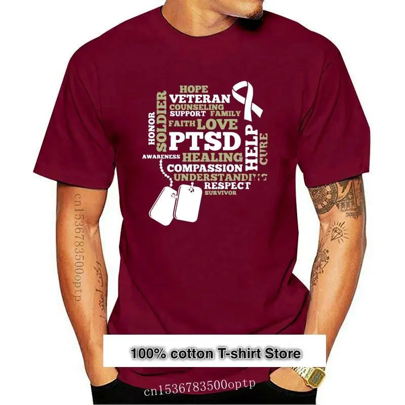 

Camiseta para hombres y mujeres, camisa de concientización, PTSD, soporte, militar, de manga corta