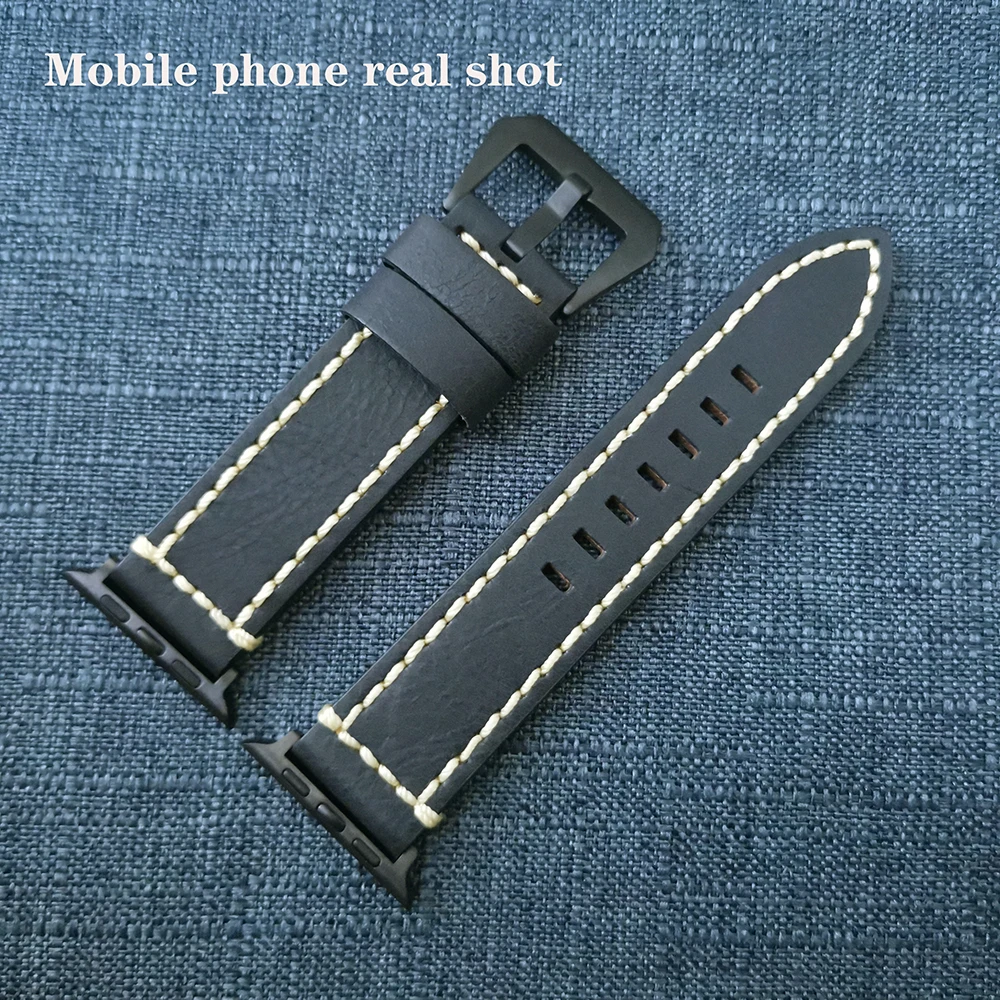 

Handmade Leather Strap For Apple Watch Band Series SE/6/5/4/3/2/1 42mm 38mm Men Watch belt Business Casual Thick line Bracelet