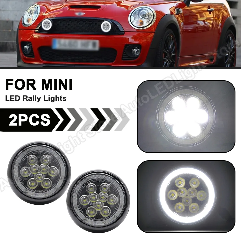 2Pcs LED Halo Ring Fog DRL Rally Driving Light Daytime Running Daylight Rally Lamp For Mini Cooper F55 F56 F57 2014 2015 2016