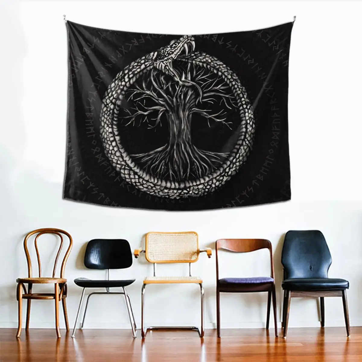 

Ouroboros With Tree Of Life Vikings Tapestry Hippie Wall Hanging Psychedelic Viking Room Decor Curtain Art Wall Tapestry