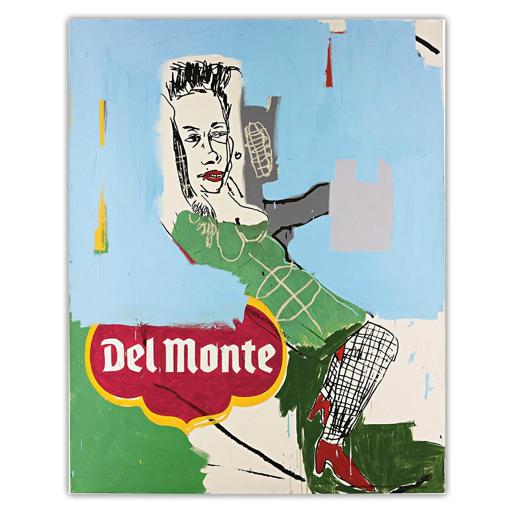 

Holover Jean Michel Basquiat "Del Monte"Abstract Graffiti Canvas Art Oil Painting Artwork Poster Wall Art Aesthetic Home Decor
