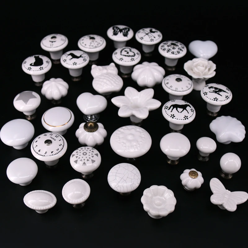 1x Классический белый фарфор/керамика выдвижная ручка двери шкафа буфета|Ручки