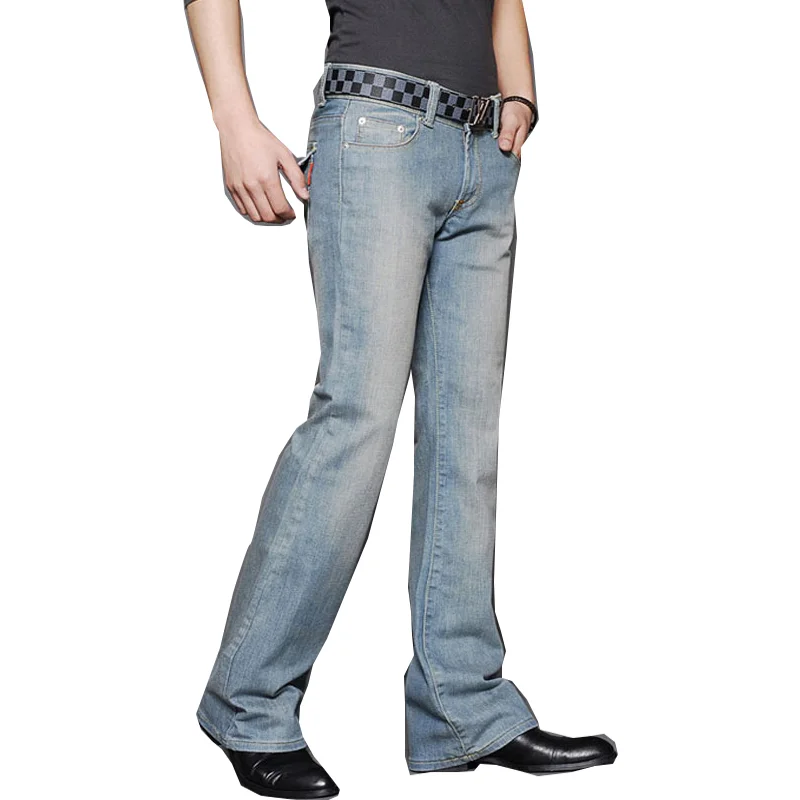 Men's blue flared jeans boot cut fashion big size leg cut classic horn retro 27-38 2021