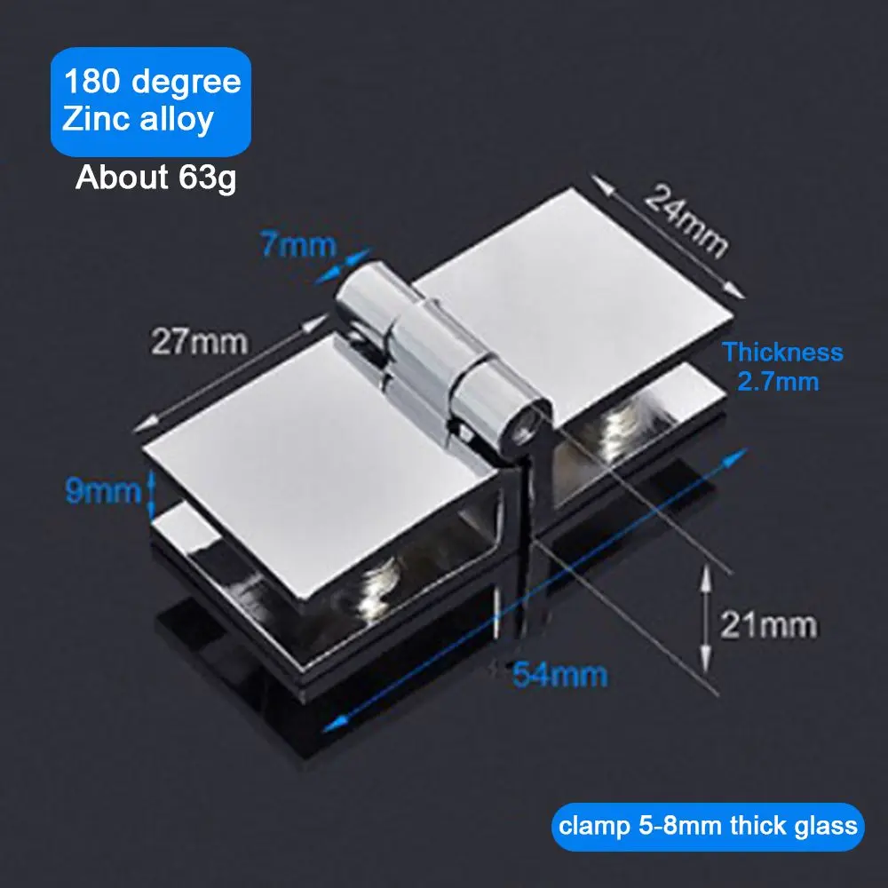 90 180 Degree Bilateral Clip Home Easy Install Glass Clamp Zinc Practical Durable Cabinet Door Hinge Bathroom Furniture Cupboard |