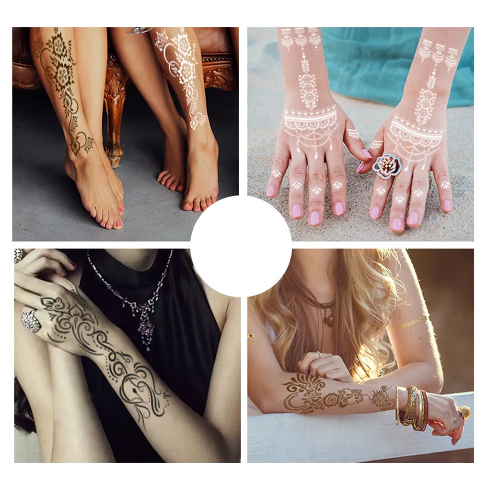 Indian Henna Rose Lace Flower Tattoo Stencil Women Diy Body Legs Arm Art Airbrush Painting Mandala Henna Tattoo Stencil Template