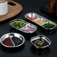 stainless steel plate sauce snack container multi grid kitchen seasoning dish plate sauce snack container multi grid kitchen sea