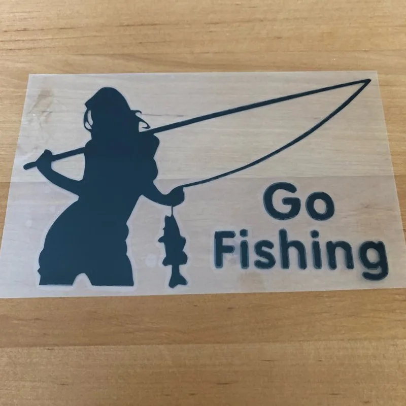 

15*9CM Outdoor Sports Car Stickers GO FISHING Beauty Fishing Decorative Stickers