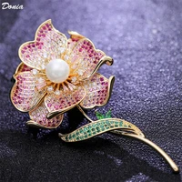 donia jewelry new high end luxury inlaid aaa zircon bouquet brooch shell pearl corsage female elegant cardigan pin accessories