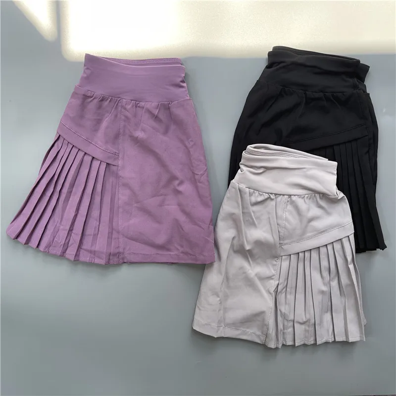 

Yoga Gym Quick Drying Sports Skirt Shorts Anti Light Lining Thin Yoga Fitness Running Pleated Skirt A-line Skirt Women's Sports