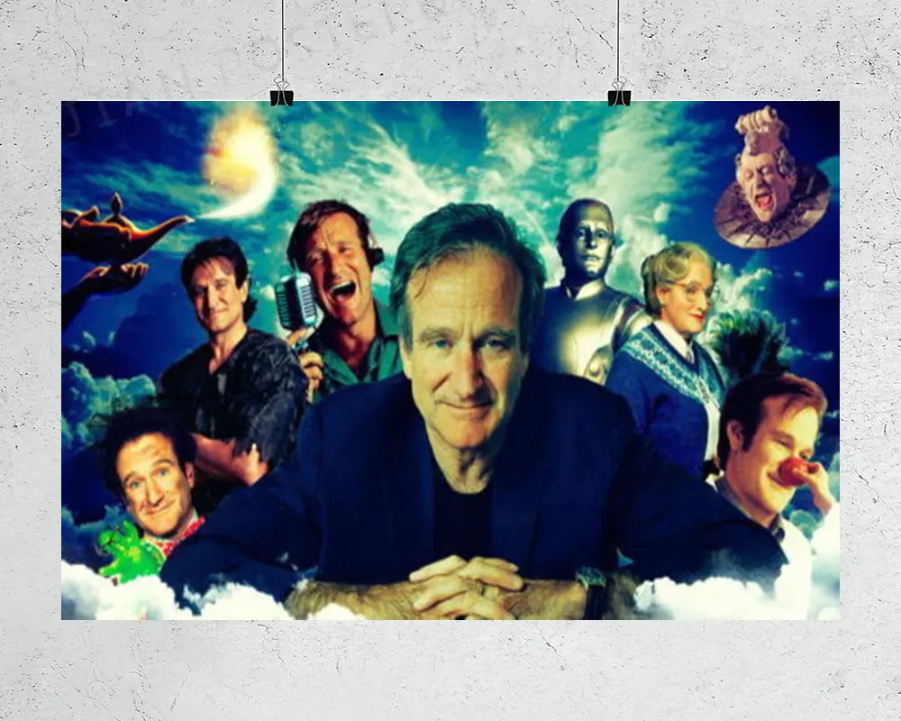 H043 Робин Уильямс Рип США известная комедия актер Наклейка на стену Шелковый