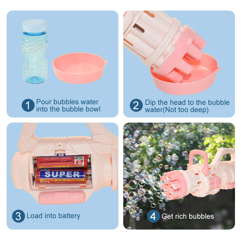 Automatic Gatling Bubble Gun Kid Toys Summer Outdoor Bath Toy Electric Machine Soap Wedding for Kids Gift | Игрушки и хобби
