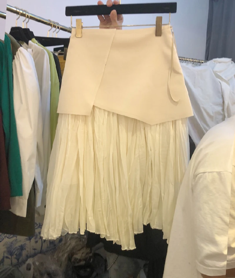 Корейский стиль 2020 весна и осень новые женские юбки модные однотонные хлопковые