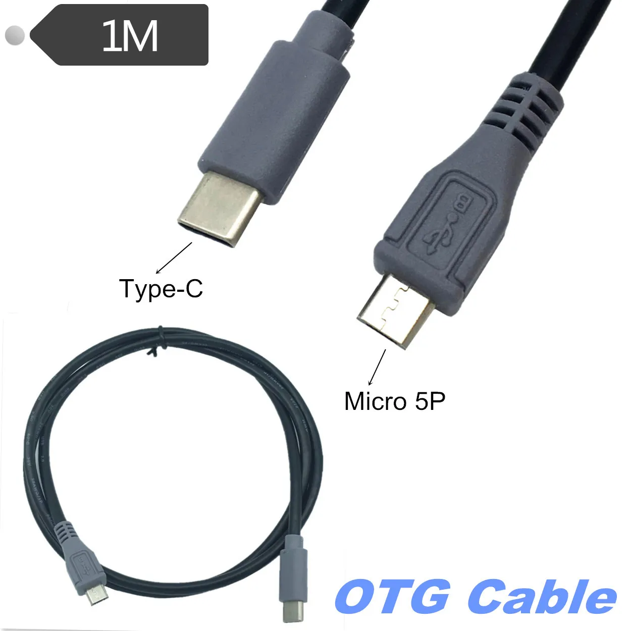

Кабель-переходник Micro 5P (штекер)/Type-c (штекер), OTG