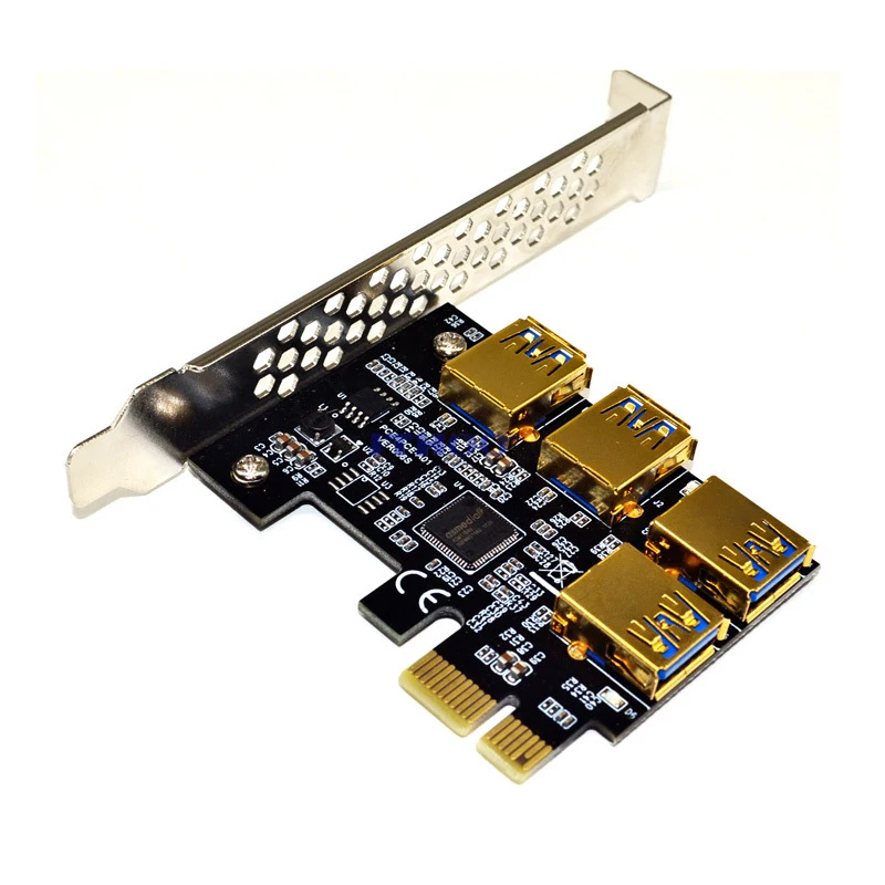

H1111Z PCI-E PCIE Riser Card 1 to 4 USB3.0 Adapter Card Multiplier HUB PCI Express Riser 009S Plus Riser PCIE x16 For BTC Mining