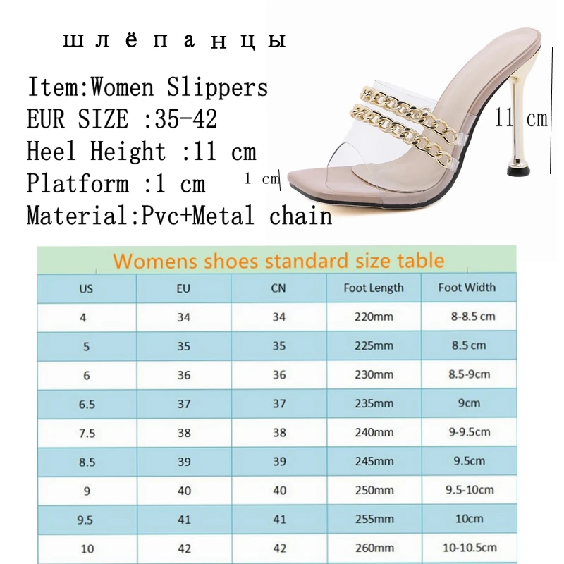 

Womens Slippers Fashion Sexy Women Sandals Metal chain Punk shoes Summer 2021 Sildes Woman Pumps Size 40 4142