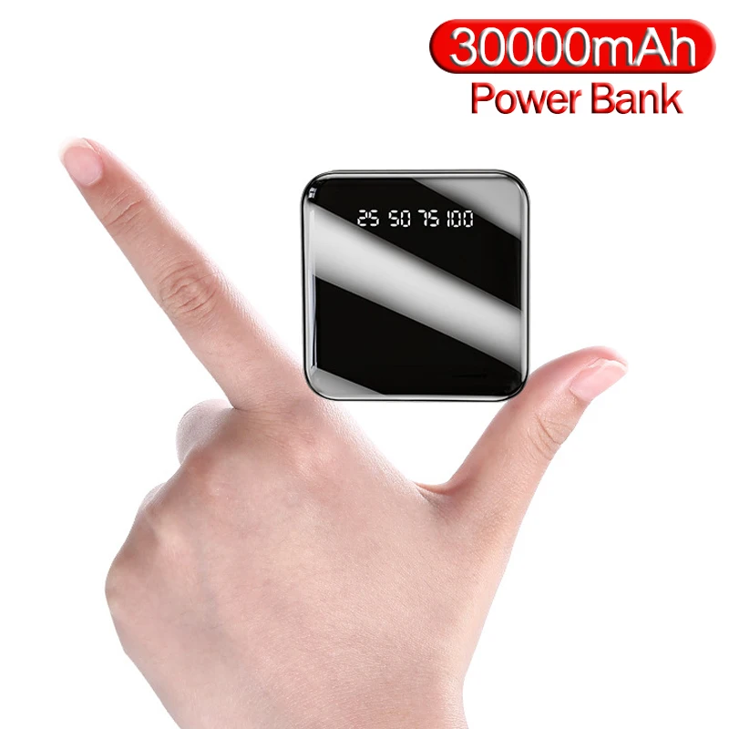 Быстрая зарядка портативный 30000mAh Мини Внешний аккумулятор зеркальный экран