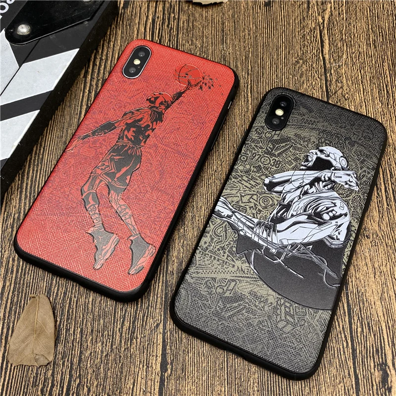 Basketball Star Flying Man Soft Case For Iphone 14 13 11 12 Pro X Xs Max Xr 8 7 Plus Se 2 Phone Cover Relief Sports Coque Fundas