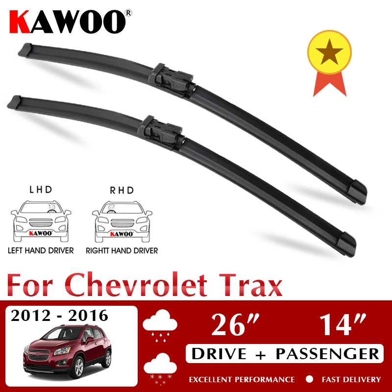 

KAWOO Wiper Front Car Wiper Blades For Chevrolet Trax 2012-2016 Windshield Windscreen Front Window Accessories 26"+14" LHD RHD