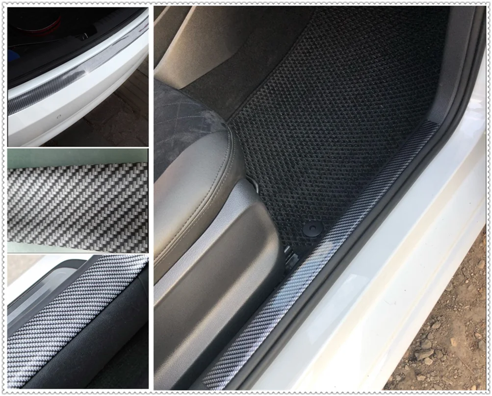 Универсальная автомобильная наклейка 5D из углеродного волокна порог резиновая