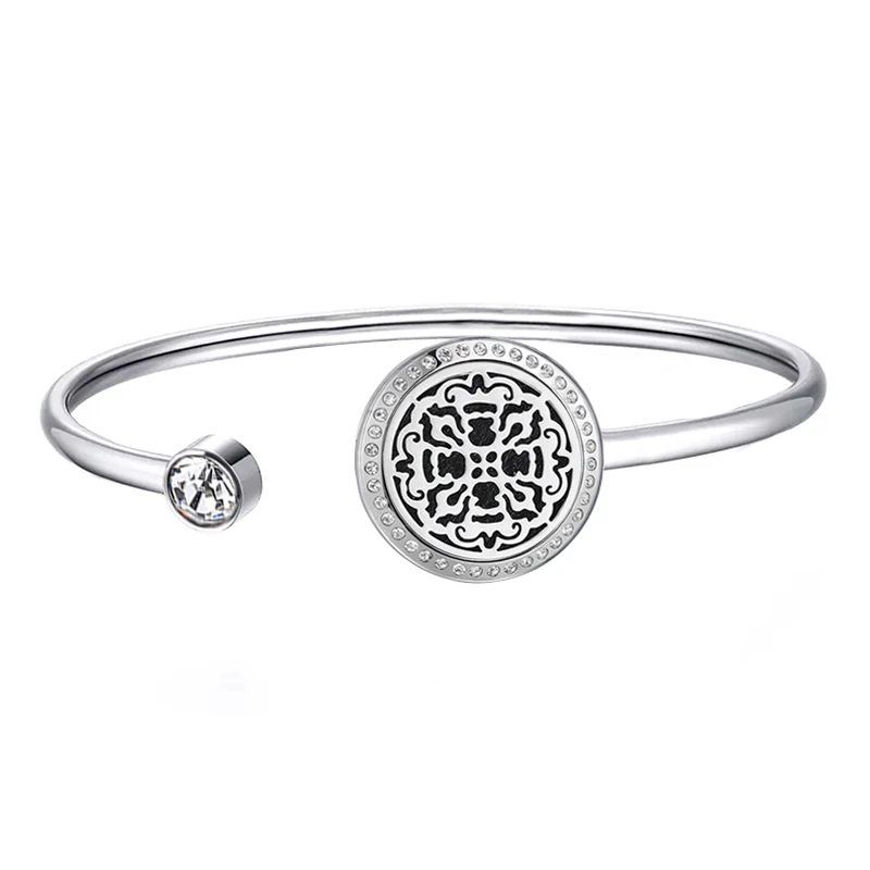 20mm with crystals 20 мм магнит лотоса может вихнуть вверх и вниз аромат медальон из нержавеющей стали браслет распылитель эфирных масел браслет с Медальоном(Прямая поставка - Окраска металла: 20mm with crystals