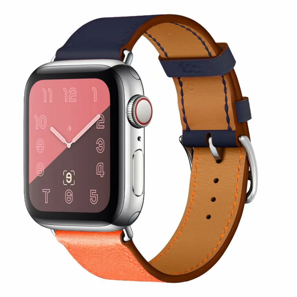 Новейший цветной кожаный ремешок для часов iWatch5 4 3 2 1, ремешок для часов Apple Watch 42 мм, 38 мм, 40 мм, 44 мм, ремешок для браслета
