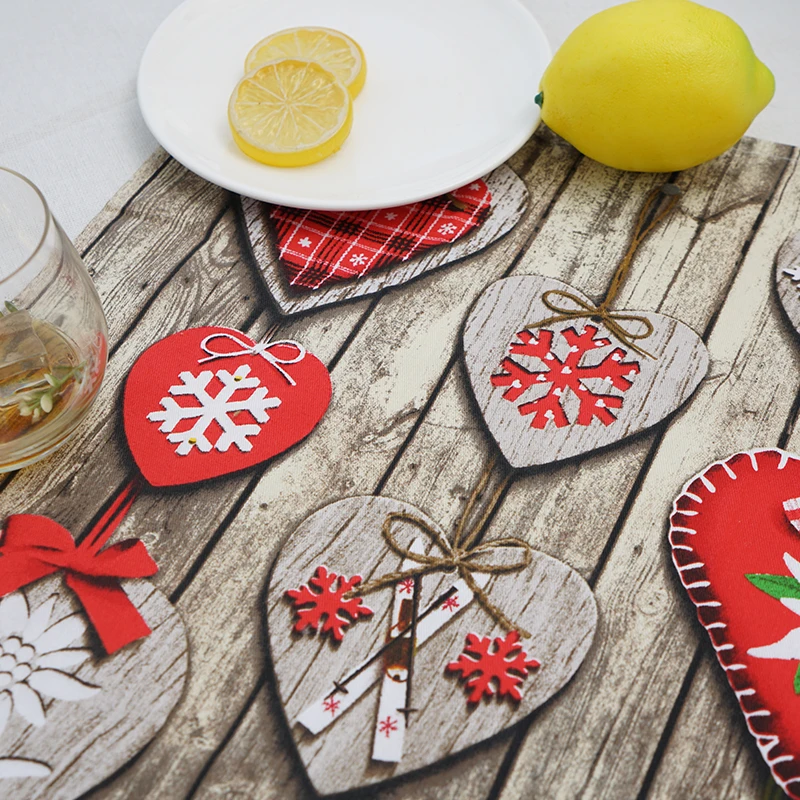 Рождественские столовые приборы из полиэстера и хлопка пасторальные коврики