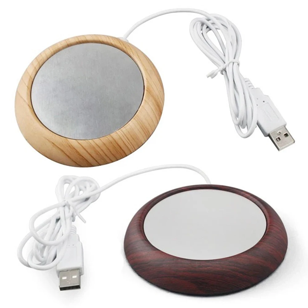 

USB Wood Grain Cup Warmer Heat Beverage Mug Mat Drink Warm Heater Coaster multifunction Coffee Cup Mug Mat