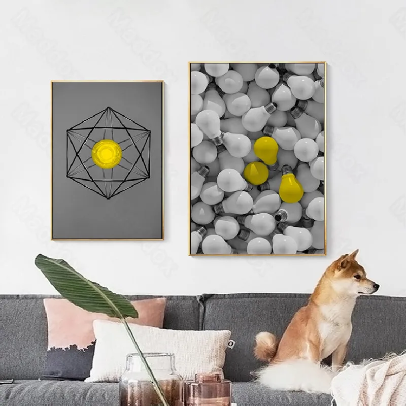 

Frameless Style Yellow Style Art Advanced Paintings Personality Fashion Living Room Bedroom Decoration Painting Triptych