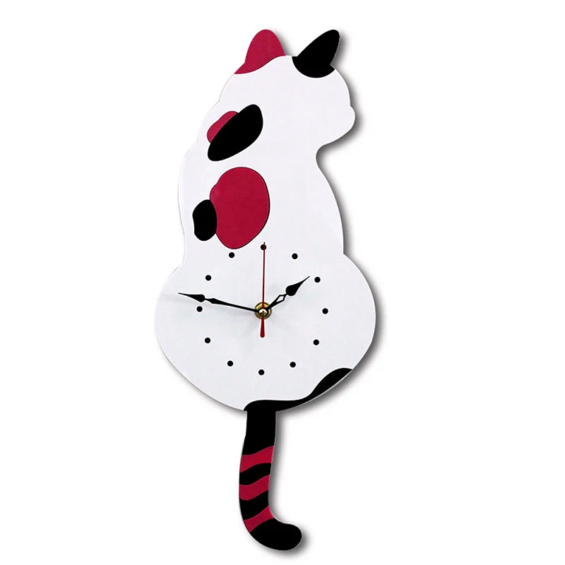 Настенные часы с мультяшными милыми кошками домашний декор хвостом движущимися