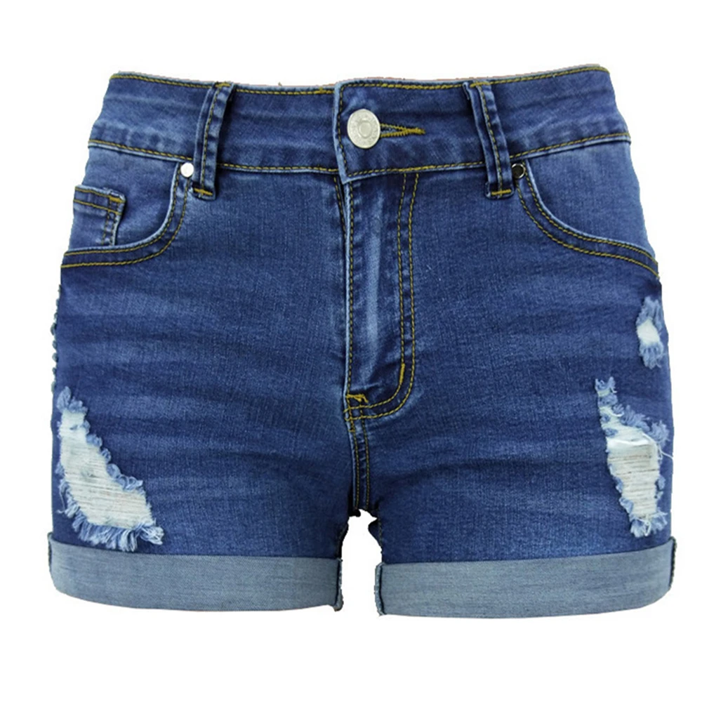 Женские летние джинсовые шорты со средней талией повседневные женские