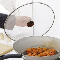 foldable handle oil splatter screen anti slip stainless steel frying pan oil proofing lid for restaurant