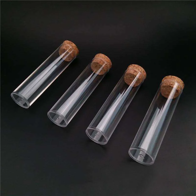 50pcs/pack 25*95mm Flat bottom Clear Plastic Test Tube Ttransparent Test-tube  Tea Packing Tube With Cork